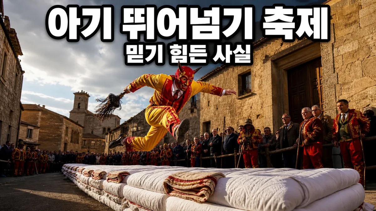 스페인 마을 축제에서 전통 의상을 입은 사람들