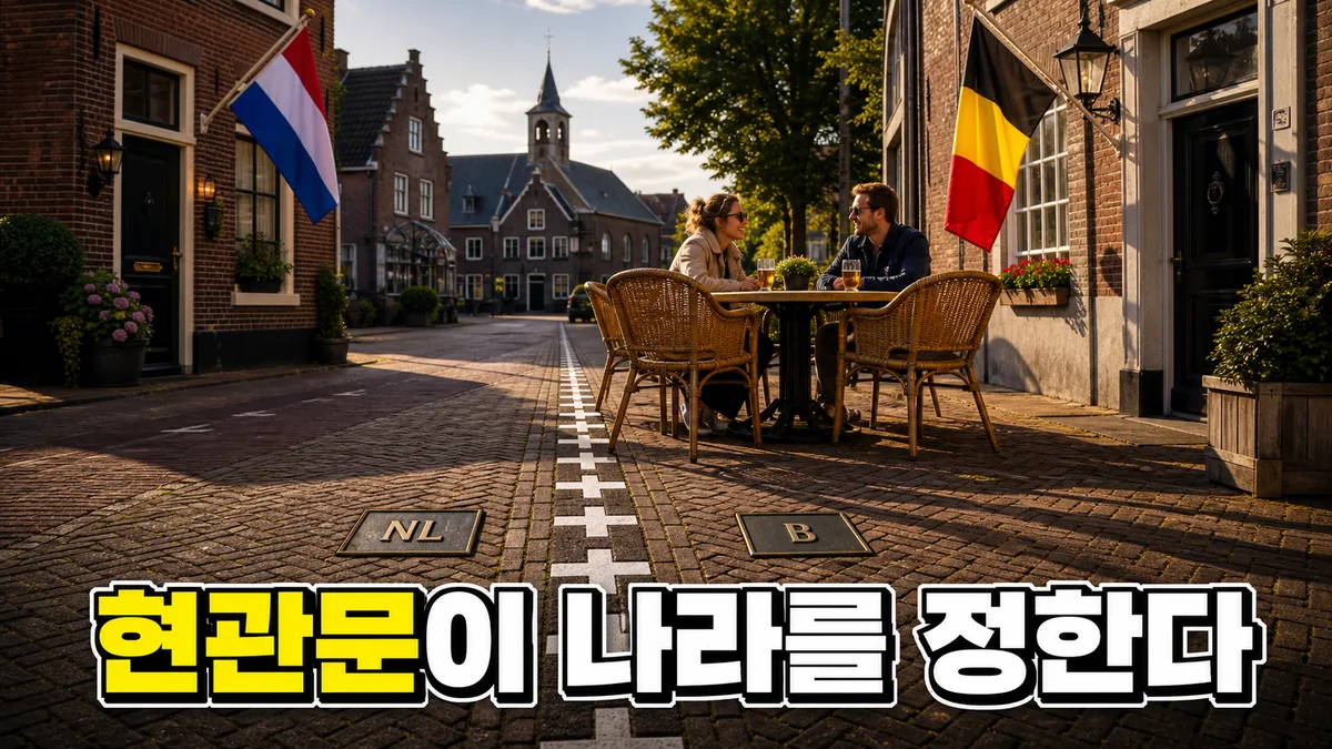 국경선이 카페 테이블 한가운데를 지나는 마을 바를러