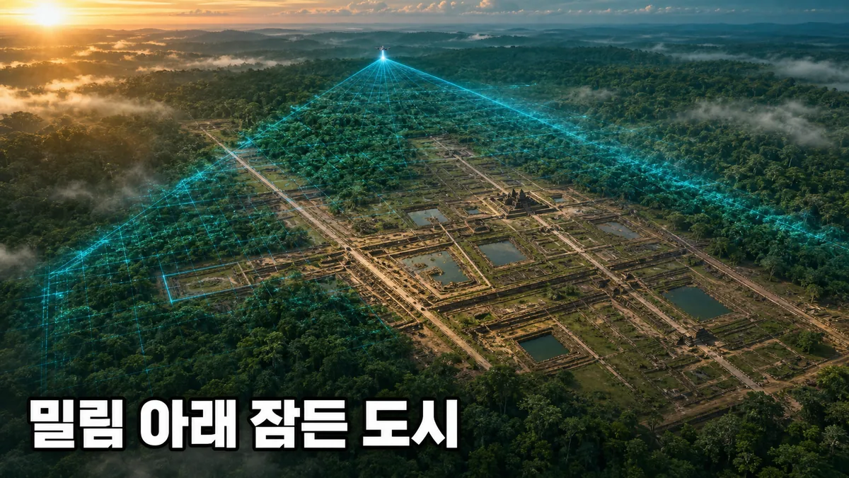 AI로 재현한 캄보디아 프놈쿨렌 밀림 아래에서 레이저 측량으로 드러나는 고대 도시 마헨드라파르바타의 격자