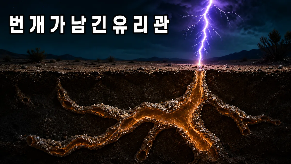 AI로 재현한 낙뢰가 모래땅을 관통해 만들어진 유리관 모양 풀구라이트