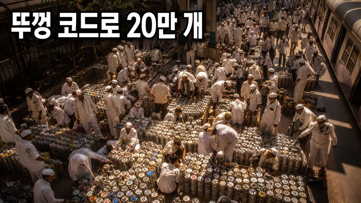 AI로 재현한 뭄바이 다바왈라의 도시락 분류 작업 장면
