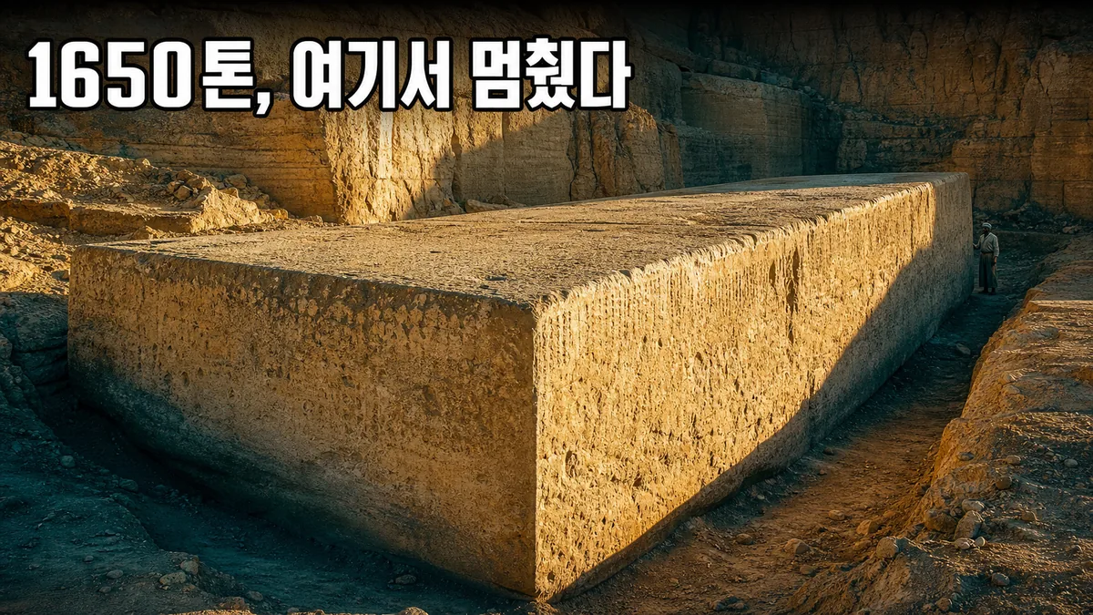 레바논 바알베크 채석장에 남은 1650톤 돌덩이
